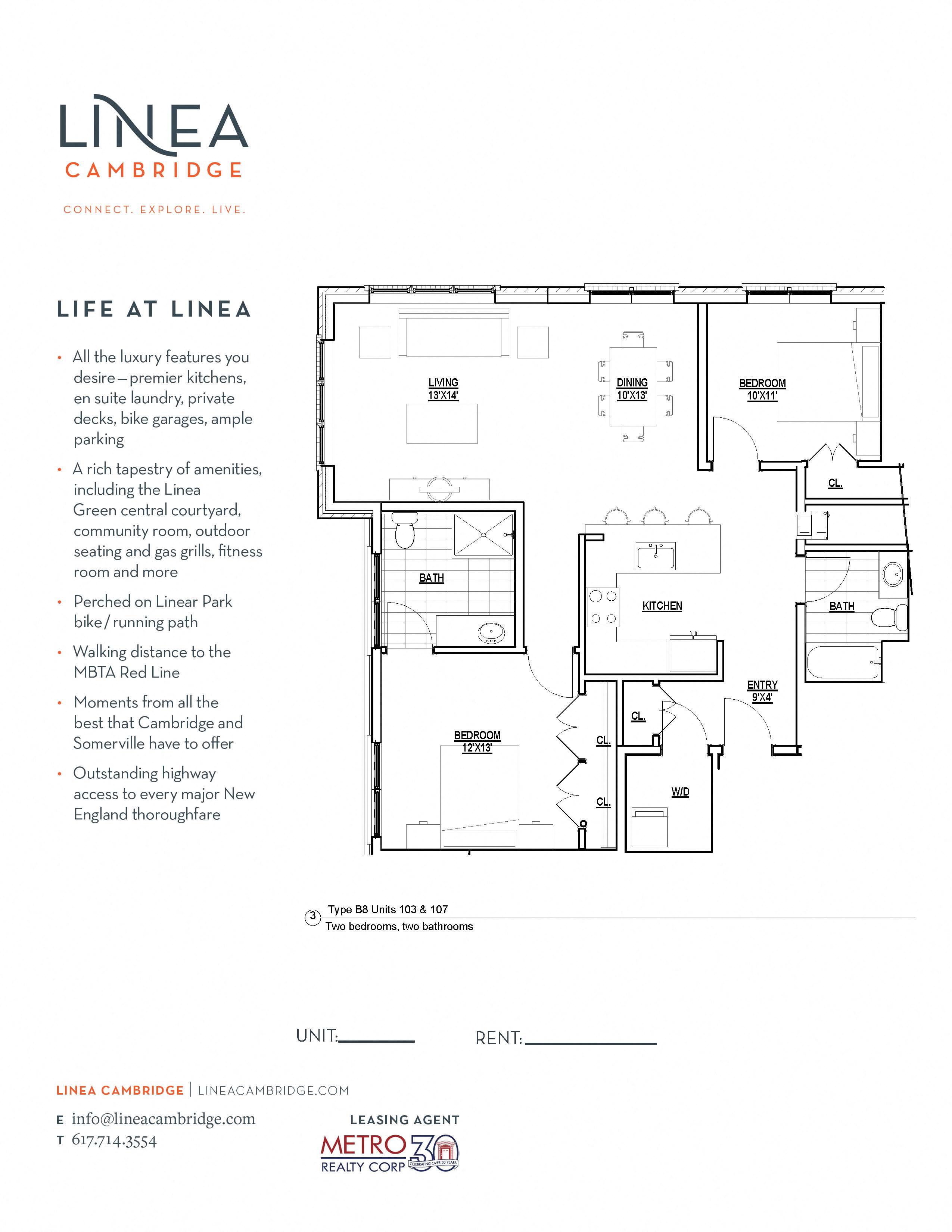 Floor plan for 2 beds, 2 baths, 1126 sqft
